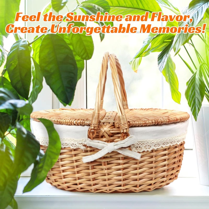 HapTim Wicker Picnic Basket for 2 with Lid - Unique Gifts Ideas for Couple, Engagement, Wedding, Bridal Shower, Family, Christmas - White Elephant Gifts for Adults(Y2408-B1) - Image 3